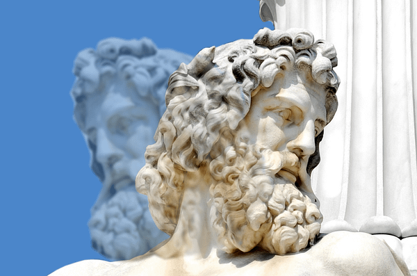 Janus, the Roman god of beginnings, whose two faces allowed him to look back into the past and forward into the future. 