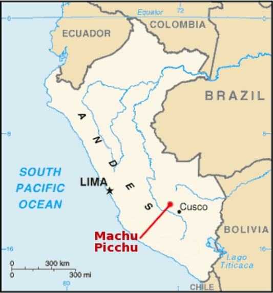 map of Peru and Machu Picchu