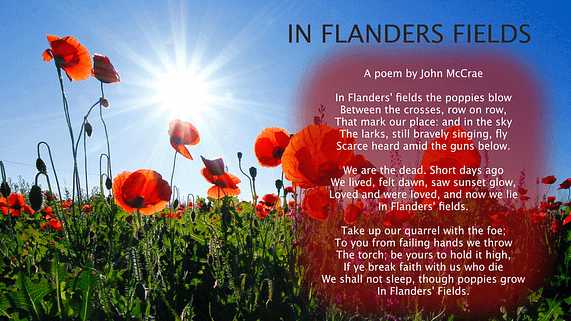 In Flanders Field, the poem from John McCrae