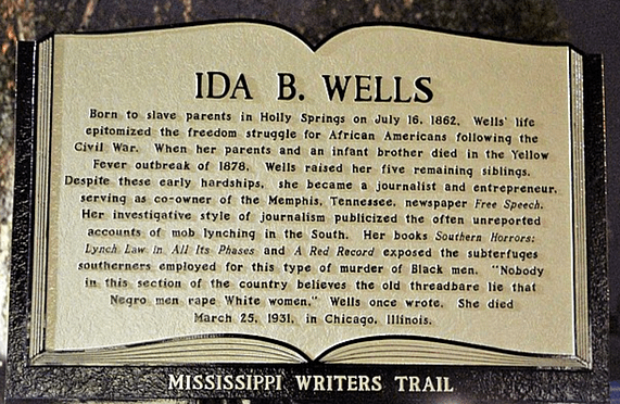 Ida B. Wells plack commemorating her life and accomplishments.